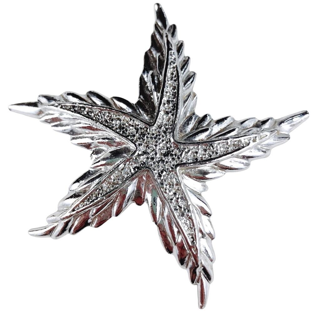 VTG Mid Century Brooch Starfish Modernist Coastal Silver Tone Jewelry 1960s